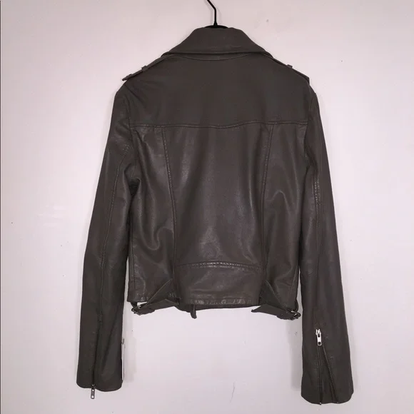 Sandova Leather Moto Jacket in Latte